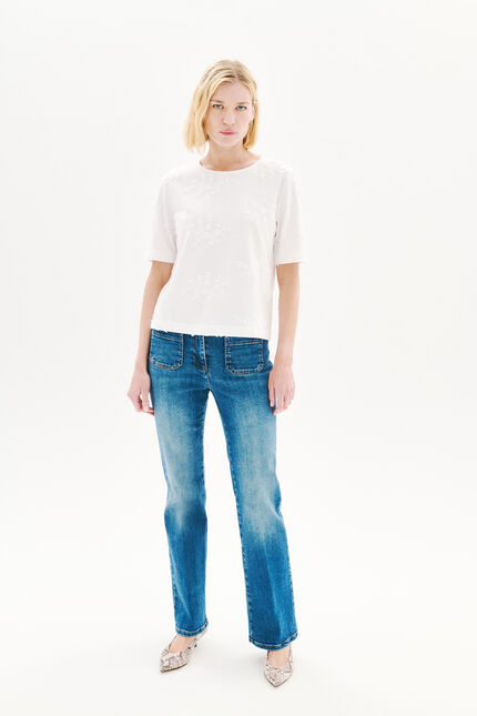 T-shirt Tflower ecru femme