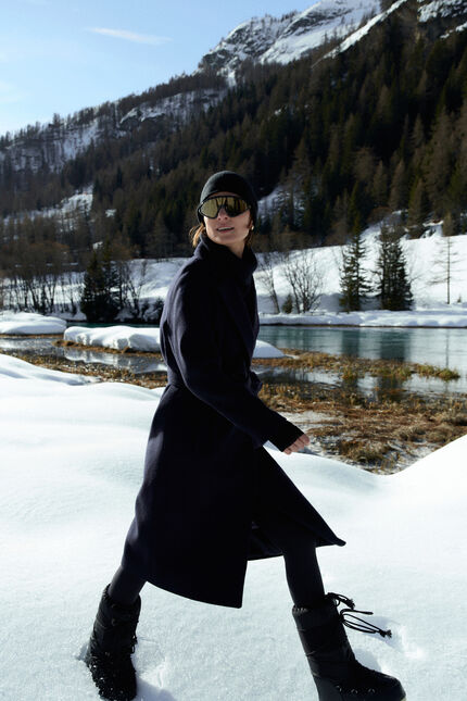 Manteau geant 100% laine noir femme