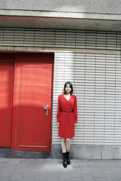 Robe roseline rouge femme