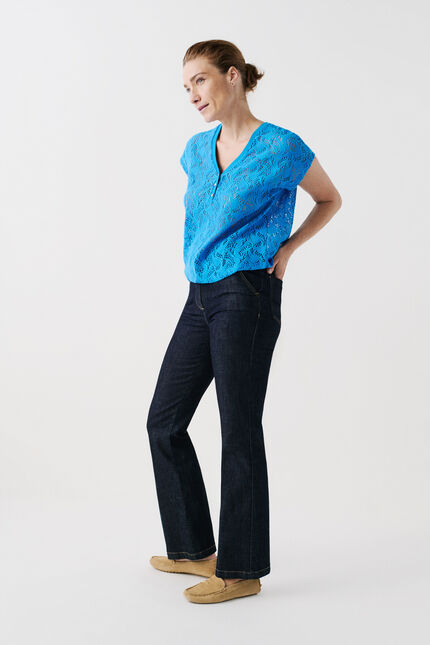 T-shirt tnoe bleu turquoise femme