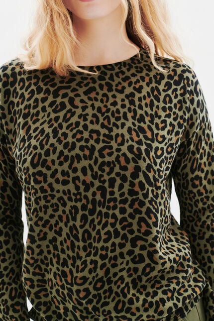 Pull mado vert kaki femme