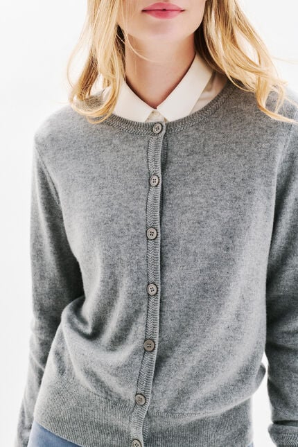 Cardigan mcaroline 100 % kaschmir grau damen