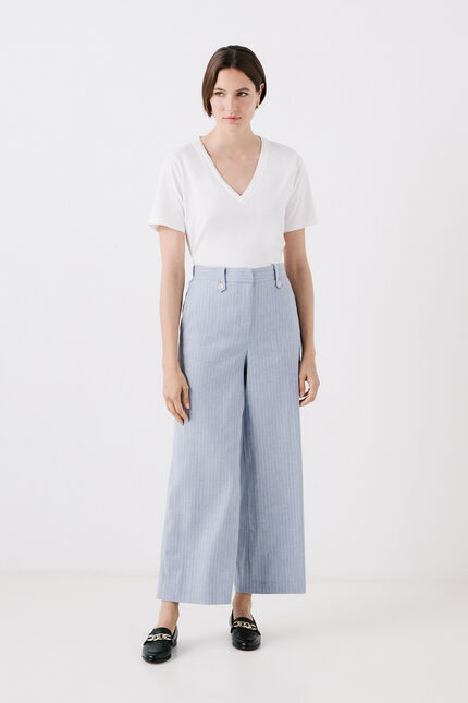 Pantalon pilier bleu ciel femme
