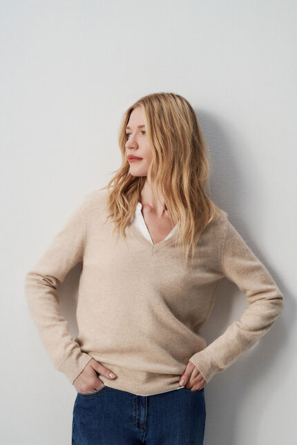 Pull marianne2 100 % cachemire beige femme