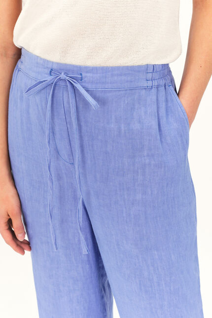 Pantalon pigment 100% lin bleu violet femme