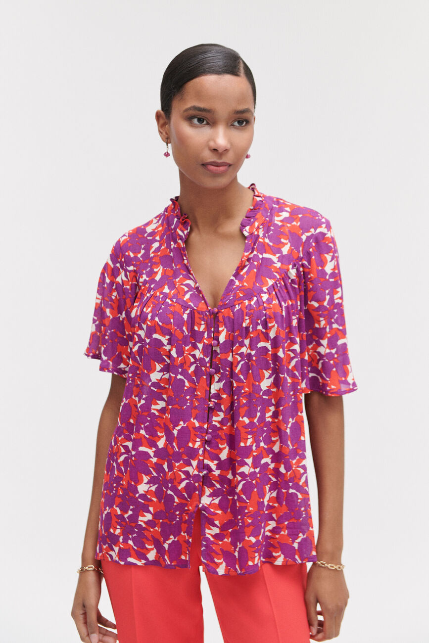Gemusterte Bluse Tokyo rot damen