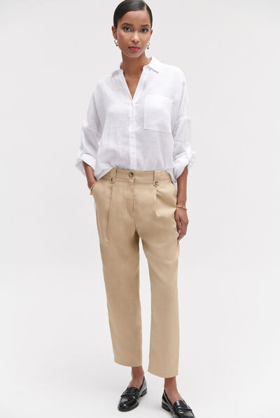 Camisa Sandy oversize 100 % lino blanco mujer