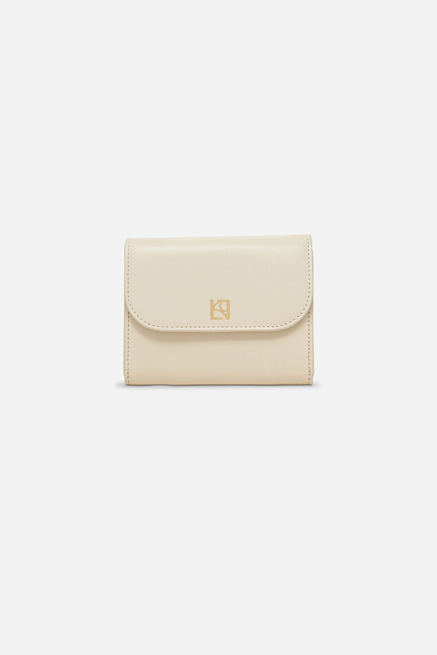Porte-cartes sully en cuir naturel ecru femme