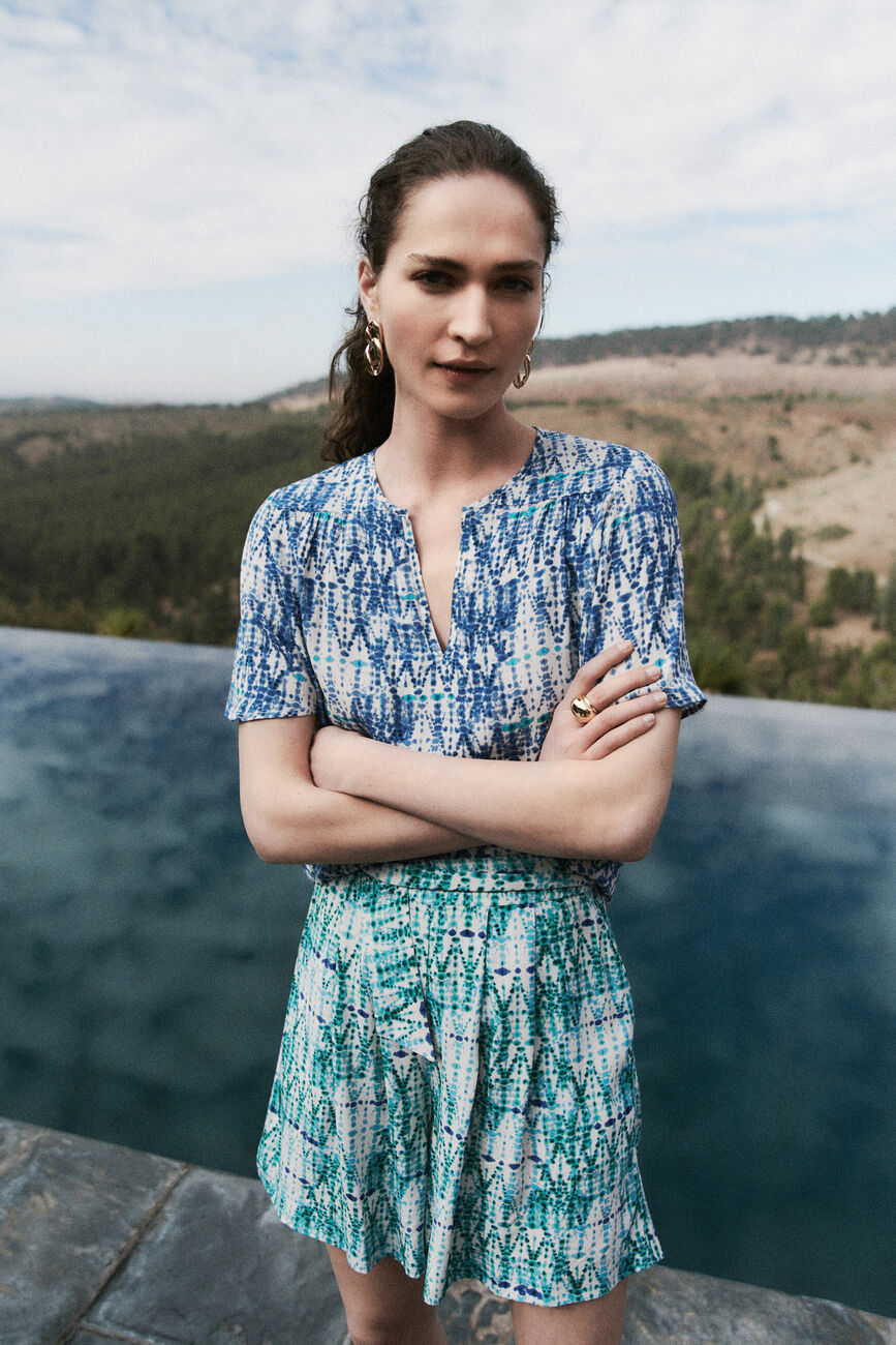 Blouse tie and dye bleu femme
