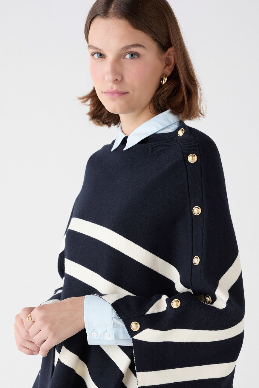Poncho Helvirane bleu marine femme