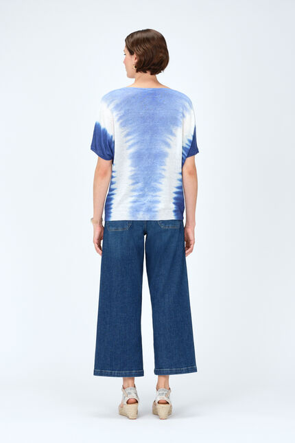 mila2 Trui 100% Linnen blauw turquoise vrouw