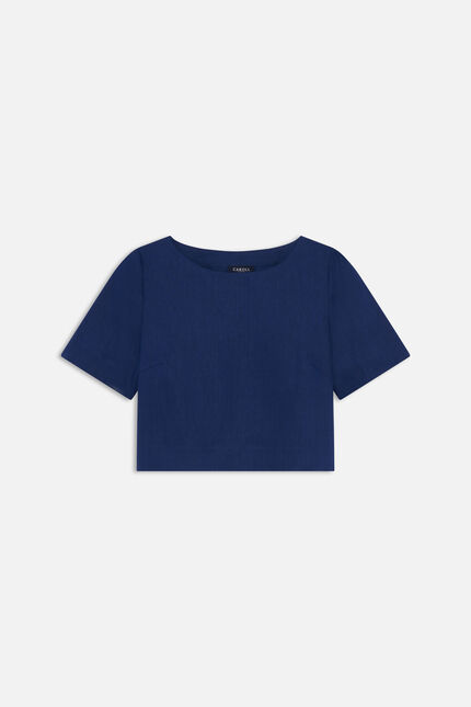 Blouse Cynthia1 100% lin bleu marine femme