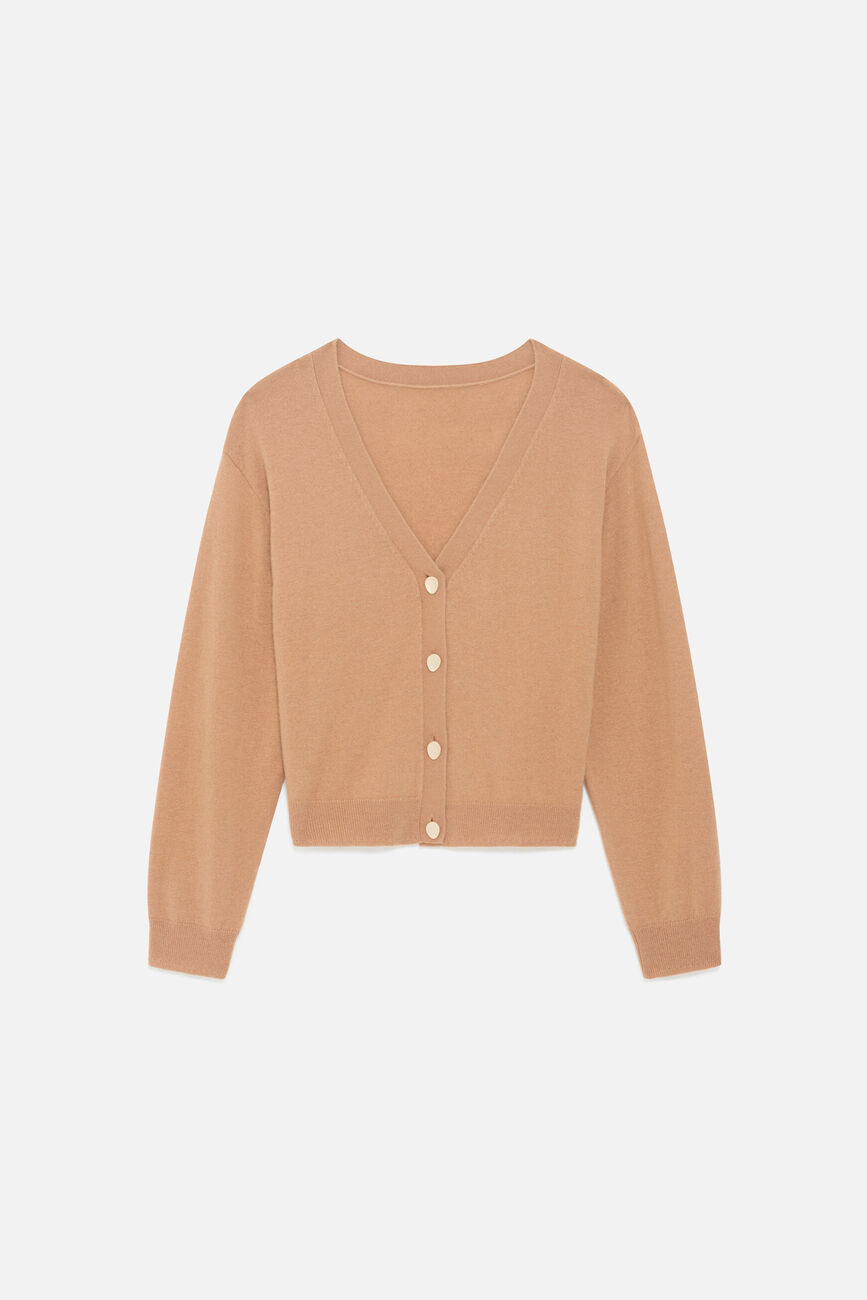 milou 100% wool cardigan camel woman
