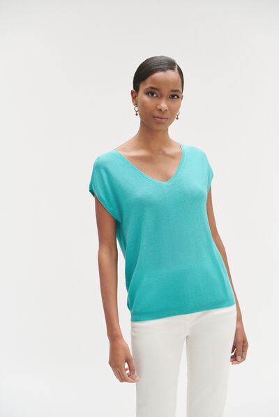 Pull mathis boutonné au dos vert emeraude femme