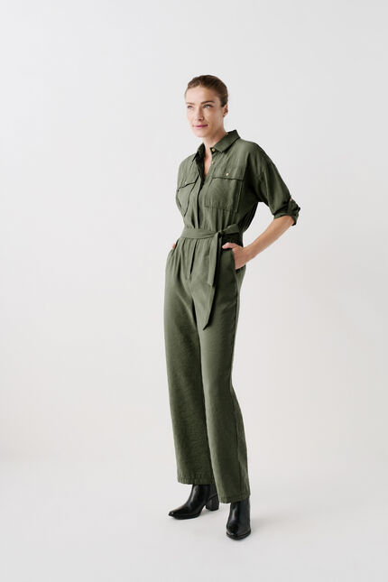 Mono carmin verde caqui mujer