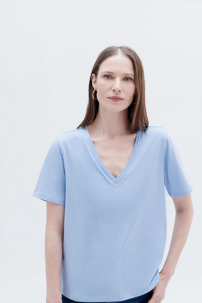 T-shirt tsally denim baby bleu femme