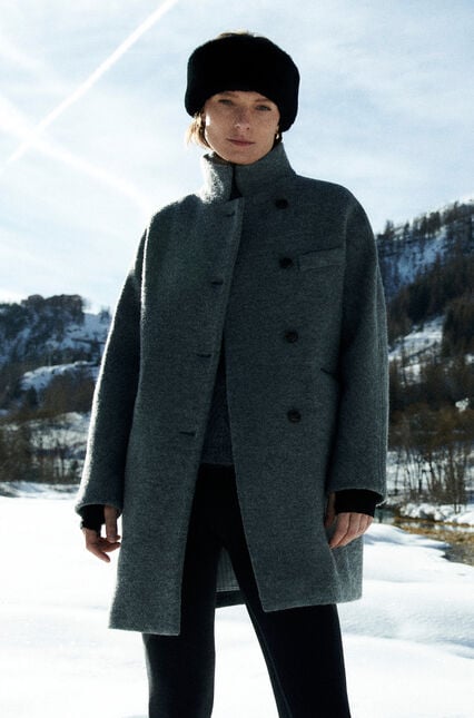 Manteau Gerome 100% laine gris clair femme