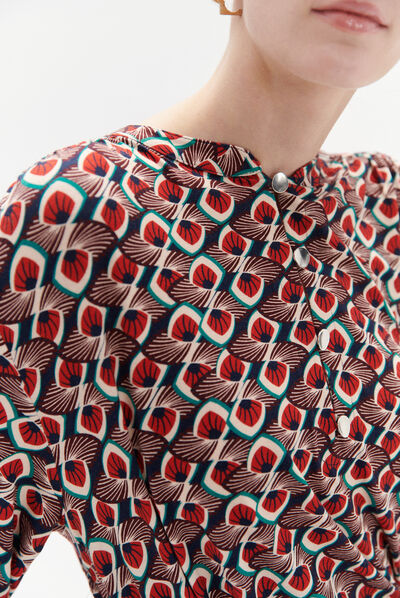 blusa Tess stampata in jersey di viscosa rosso donna