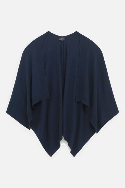 Poncho hera 100% cachemire bleu marine femme