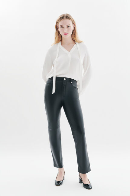 Pantalon Parmy en cuir noir femme