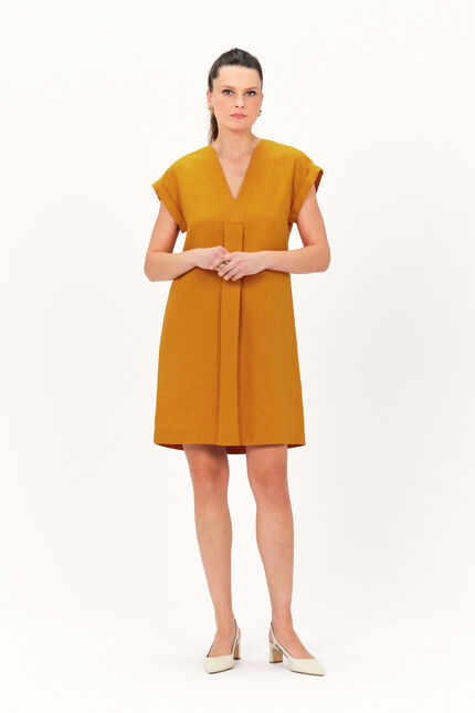 Abito Mirabelle 100% lino marrone chiaro donna