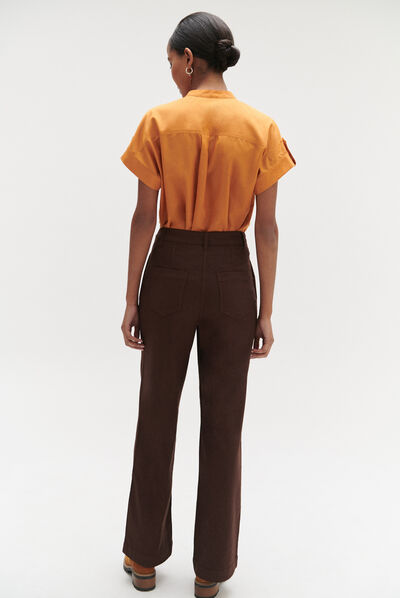 pantalon porter marron fonce femme
