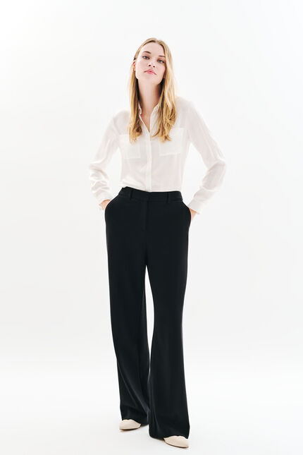Pantalon plea noir femme