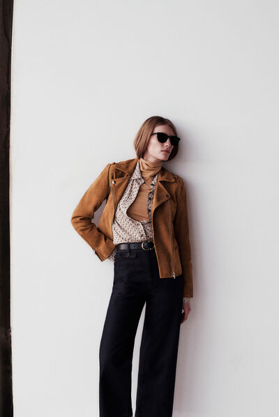 blazer polly 100% cuir camel femme