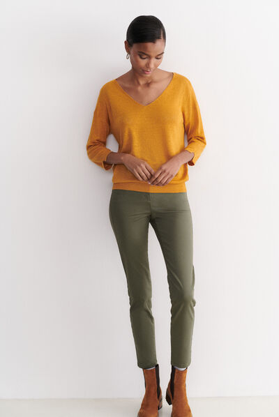 Pantalón Tony B verde caqui mujer