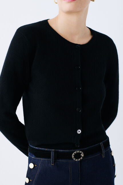 Gilet mcaroline 100 % cachemire noir femme