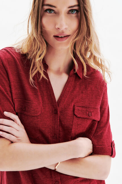 Camisa estela 100 % lino burdeos mujer