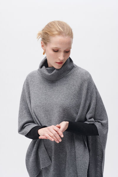 Poncho helise gris femme