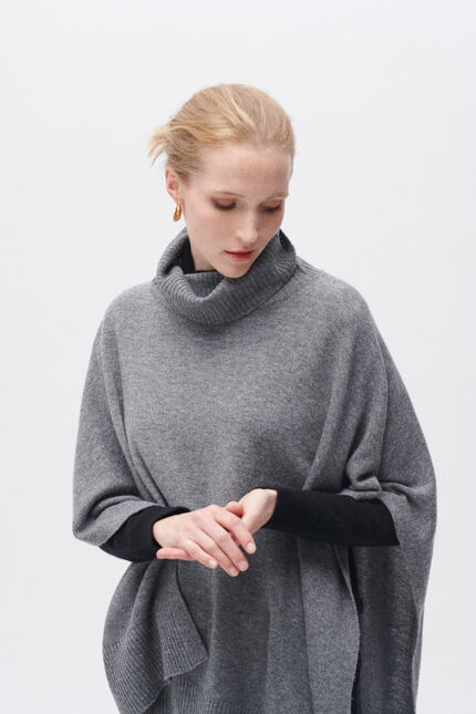 Poncho helise gris femme
