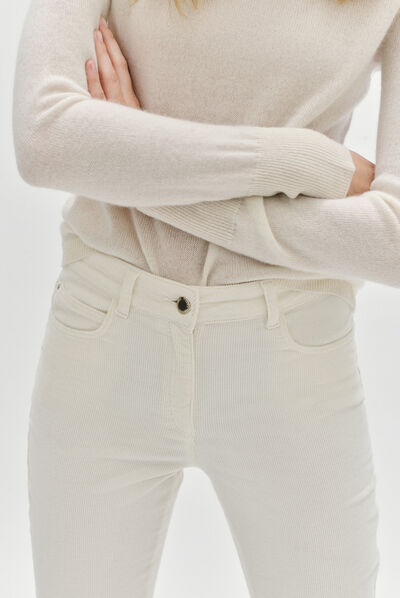 pantalon chicago velours ivoire femme