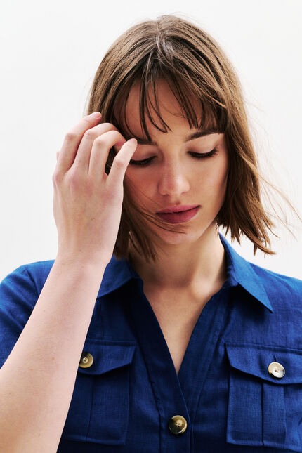 Abito Laure 100% lino blu navy donna