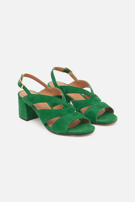 Sandales selia 100% cuir vert emeraude femme