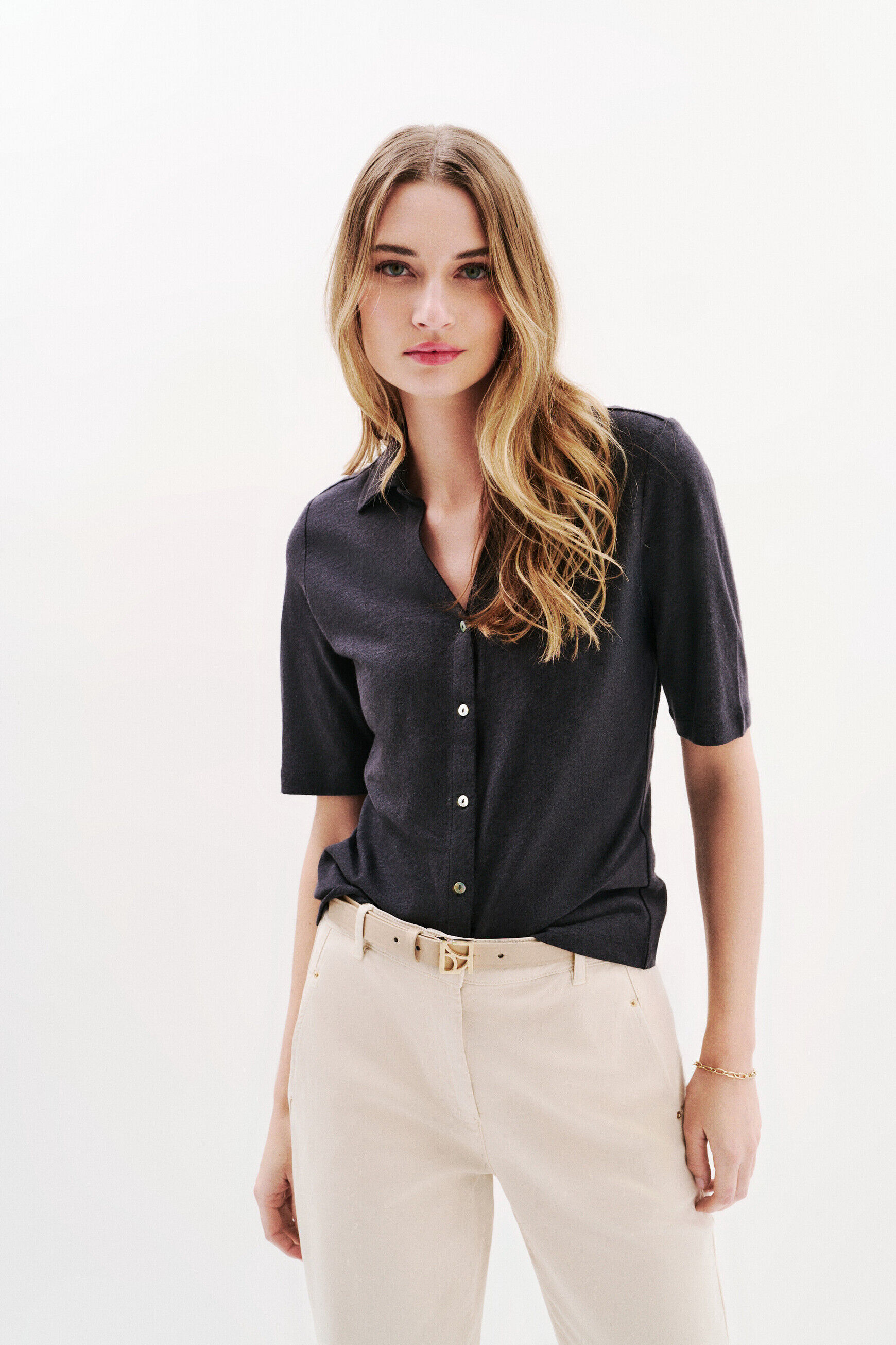 T-shirt Tevelina gris foncé femme