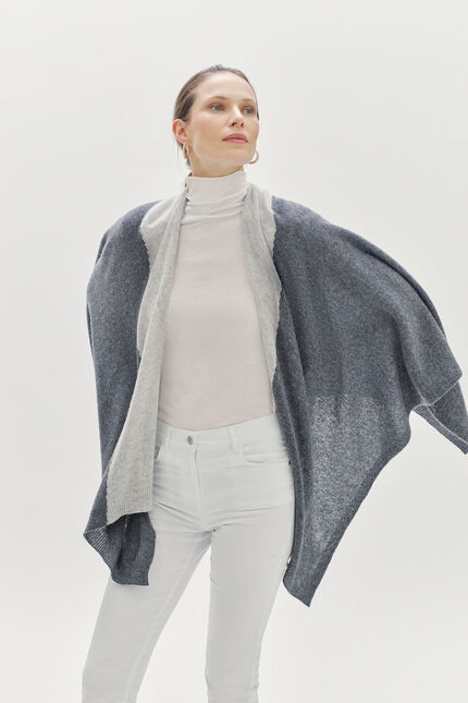 poncho charles b 100% cachemire gris fonce femme