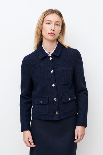 Jas vminatalaine 100% wol marineblauw vrouw