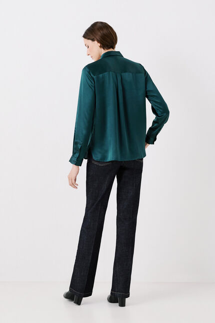 Chemise cjamie1 100% soie bleu canard femme