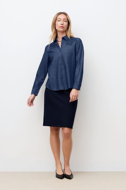 Chemise Brendabroderie denim stone femme