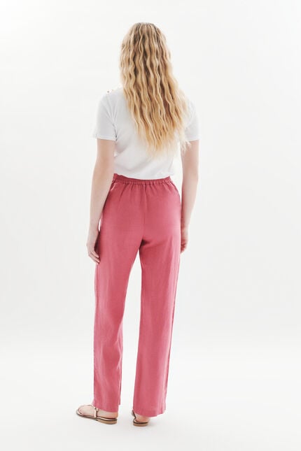 Hose Pigment 100 % Leinen rouge foncé damen