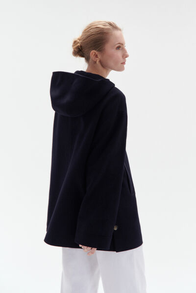 cappotto capucin zip blu navy donna