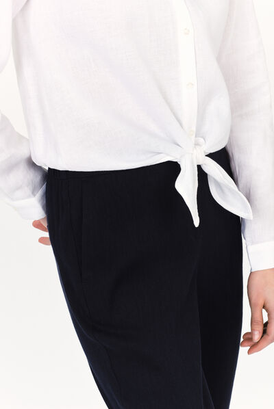 Chemise livie 100% lin à nouer blanc femme