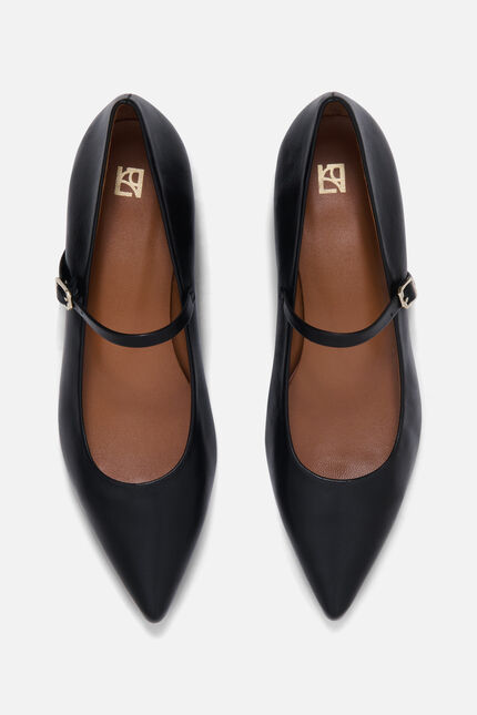 Ballerines Alissa en cuir naturel noir femme