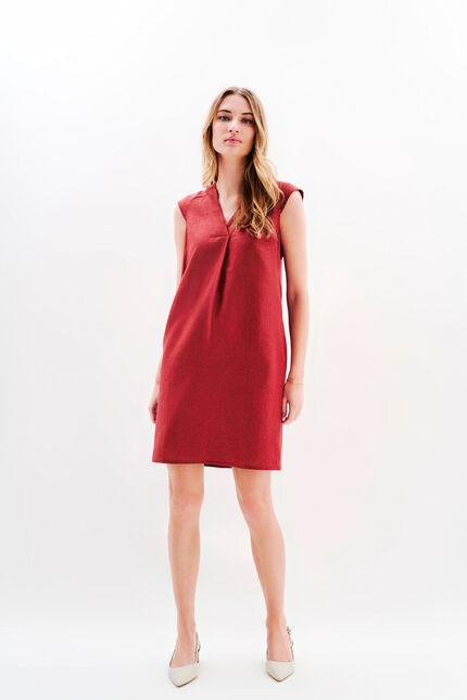 Abito Pamela 100% lino rosso bordeaux donna