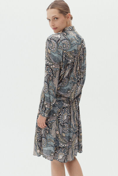 chemisier celeste noir femme