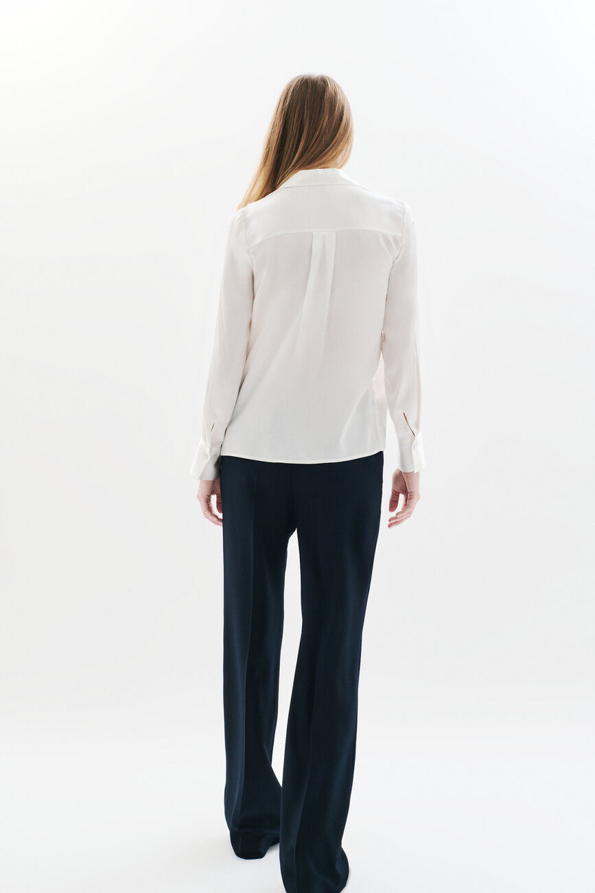 Camisa Charline 100% seda cru mulher