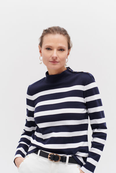T-shirt Charlie à rayures bleu marine femme