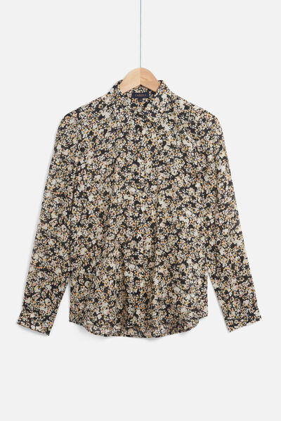 chemisier jessica fleurs noir femme